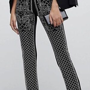 Pantalon negru cu pietre argintii